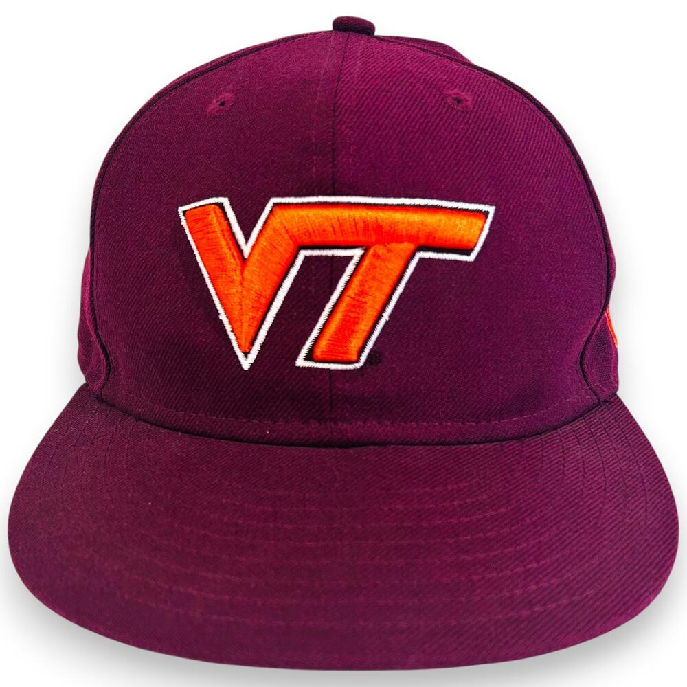 Virginia Tech Hokies Fitted Cap 7 1/8 New Era 59Fifty 100% Wool
